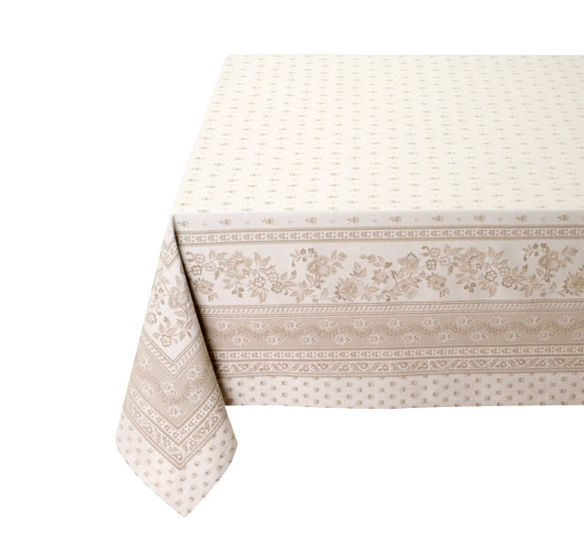 Jacquard tablecloth Teflon (Marat d'Avignon Durance linen beige) - Click Image to Close